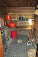 the Sauna at one of the huts. We heated water in the boiler and took a shower in the Sauna :-) 