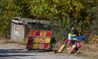 vendor at the main road selling apples