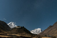 monastery of Lho with mount Manaslu in the background (left)
