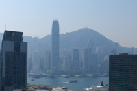 view of downtown and Victoria Peak in the background